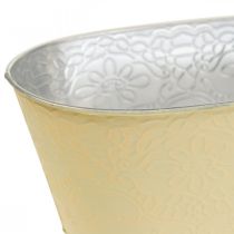 Vaso para plantas vaso para flores de metal oval amarelo 25x14,5x10cm