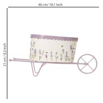 Itens Carrinho de mão com vaso de flores e elegante design lavanda, 46 cm