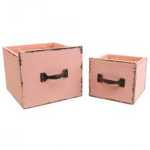 Gaveta de plantas caixa de plantas de madeira pêssego 12,5/16 cm conjunto de 2
