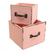 Gaveta de plantas caixa de plantas de madeira pêssego 12,5/16 cm conjunto de 2