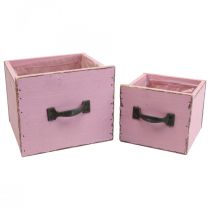 Gaveta de plantas caixa de plantas madeira rosa 12,5/16 cm conjunto de 2