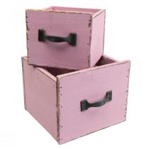 Gaveta de plantas caixa de plantas madeira rosa 12,5/16 cm conjunto de 2
