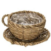 Itens Cesto em formato de xícara de chá para decoração natural e ambiente charmoso, 15 cm