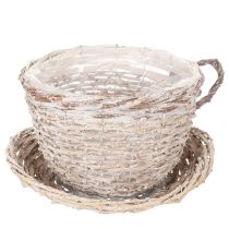 Itens Cesta decorativa com pires, grande, para decoração de mesa, 34 cm