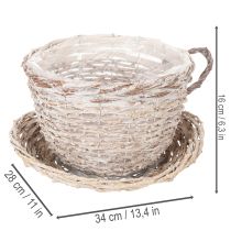 Itens Cesta decorativa com pires, grande, para decoração de mesa, 34 cm