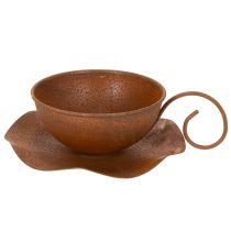 Itens Vaso para plantas com pires, acabamento ferrugem, Ø19,5cm, A8cm