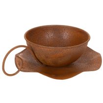Itens Vaso para plantas com pires, acabamento ferrugem, Ø19,5cm, A8cm