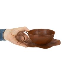 Itens Vaso para plantas com pires, acabamento ferrugem, Ø19,5cm, A8cm