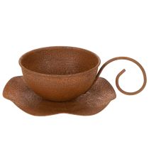 Itens Vaso e pires vintage na cor ferrugem, Ø17,5cm A6cm