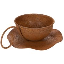 Itens Vaso e pires vintage na cor ferrugem, Ø17,5cm A6cm