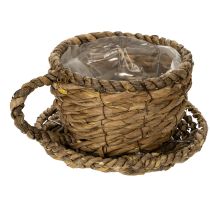 Itens Vaso para plantas com pires, pequeno cesto de palha para plantio, Ø17cm A13cm