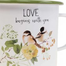 Itens Vaso de esmalte para plantio, com inscrição, Ø11cm