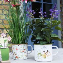 Itens Vaso de esmalte para plantio, com inscrição, Ø11cm