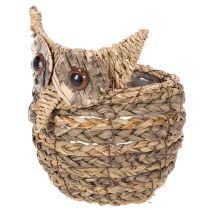 Itens Cesta de coruja trançada à mão para decoração de peitoril de janela, 18 cm
