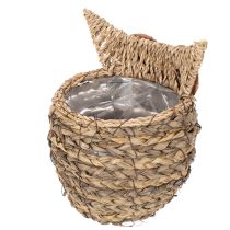 Itens Cesta de coruja trançada à mão para decoração de peitoril de janela, 18 cm
