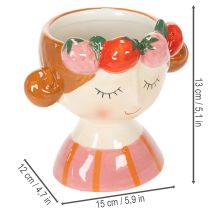 Itens Rosto de menina em um vaso de flores com morangos adormecidos, decoração para sala de estar, primavera, 13 cm