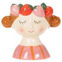Itens Rosto de menina em um vaso de flores com morangos adormecidos, decoração para sala de estar, primavera, 13 cm