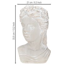 Itens Escultura em vaso de planta mulher em pedra fundida com aparência antiga 21×17,5×33,5 cm