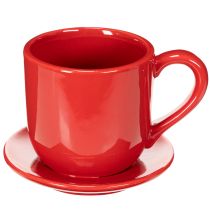 Itens Xícara decorativa grande com pires, ideal para usar como vaso de plantas, 17 cm