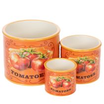 Itens Conjunto de 3 vasos decorativos de cerâmica para tomateiro, ideais para cozinha e decoração retrô, 14 cm de diâmetro.