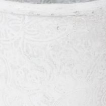 Itens Vaso de plantas com ornamentos, cachepô, recipiente de metal, branco, Ø15,5cm, A14,5cm