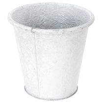 Itens Vaso de plantas com ornamentos, cachepô, recipiente de metal, branco, Ø15,5cm, A14,5cm
