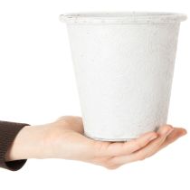Itens Vaso de plantas com ornamentos, cachepô, recipiente de metal, branco, Ø15,5cm, A14,5cm