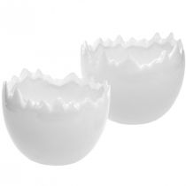 Vaso de planta casca de ovo branco Ø12cm H9cm 2pcs