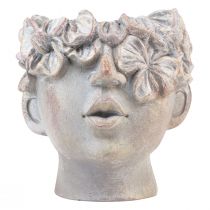 Itens Vaso de planta com busto de concreto com aspecto de concreto Alt.14cm