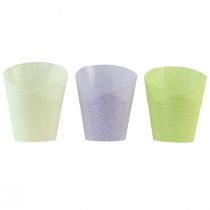 Itens Vaso para plantas em papel para plantas verde, amarelo, roxo Ø7cm Alt.13cm 12 unidades