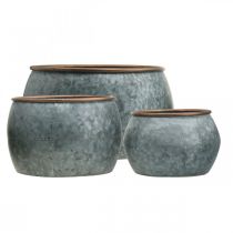 Itens Vaso decorativo, vaso de plantador, vaso de metal prateado, aparência antiga cor cobre H22 / 20,5 / 16,5 cm Ø39 / 30,5 / 25 cm conjunto de 3