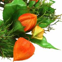 Itens Coroa de Physalis artificial, laranja e verde, Ø28cm, decoração de outono