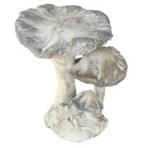 Itens Decoração cogumelo pedra fundida cinza branco lavado 21,5×18×22cm