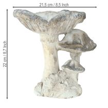 Itens Decoração cogumelo pedra fundida cinza branco lavado 21,5×18×22cm
