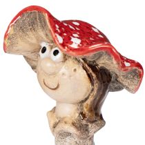Itens Conjunto de 2 figuras decorativas de cogumelo Amanita muscaria, menina e menino, com rosto, 13 cm.