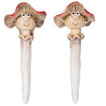 Itens Conjunto de 2 figuras decorativas de cogumelo Amanita muscaria, menina e menino, com rosto, 13 cm.