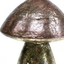 Deco cogumelos rosa decoração de outono metal Ø9cm H13.5cm 2pcs