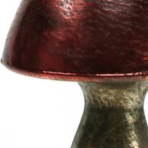 Deco cogumelo vermelho vidro grande decoração de outono Ø14cm A23cm