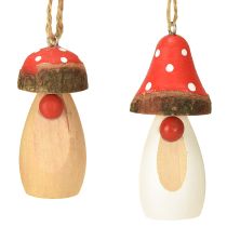 Itens Cogumelo para pendurar madeira branco, castanho sortido 6,5/8cm 8 un