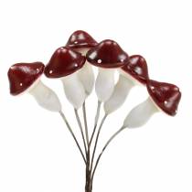 Toadstools em fio vermelho, branco 2cm 48pcs