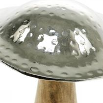 Cogumelo decorativo metal madeira prata, figura decorativa da natureza outono 18 cm