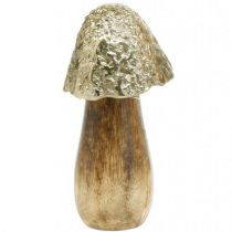 Madeira decorativa de metal cogumelo dourado, display decorativo natural de 13,5 cm