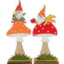 Itens Fly agaric para o outono, decoração em madeira, gnomo em cogumelo laranja / vermelho H21 / 19,5 cm 4 unidades