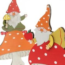 Itens Fly agaric para o outono, decoração em madeira, gnomo em cogumelo laranja / vermelho H21 / 19,5 cm 4 unidades