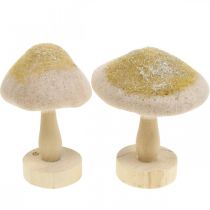 Deco madeira cogumelo, feltro com glitter decoração de mesa Advent H11cm 4pcs