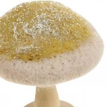 Deco madeira cogumelo, feltro com glitter decoração de mesa Advent H11cm 4pcs
