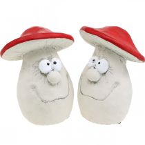 Cogumelos para decorar, decoração de véspera de ano novo, cogumelos da floresta, decoração de concreto vermelho, branco A10 cm L12,5 cm 2 unidades