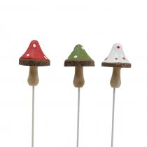 Cogumelos de madeira para colar em cores sortidas 4 cm 12 unidades