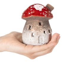 Itens Casa de Cogumelo com Farol, Figura Decorativa de Amanita muscaria com Chaminé, 10cm, 2 peças