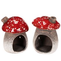 Itens Casa de Cogumelo com Farol, Figura Decorativa de Amanita muscaria com Chaminé, 10cm, 2 peças